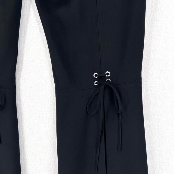 ALEXANDER MCQUEEN Pants Womens 4 Black Cropped Flare Split Hem Lace Up Calf - Picture 8 of 16